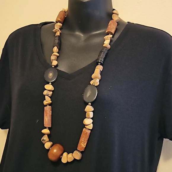 unknown Jewelry - 34" Warrior Necklace Mixed Beads, stones, etc. Unique and Beautiful